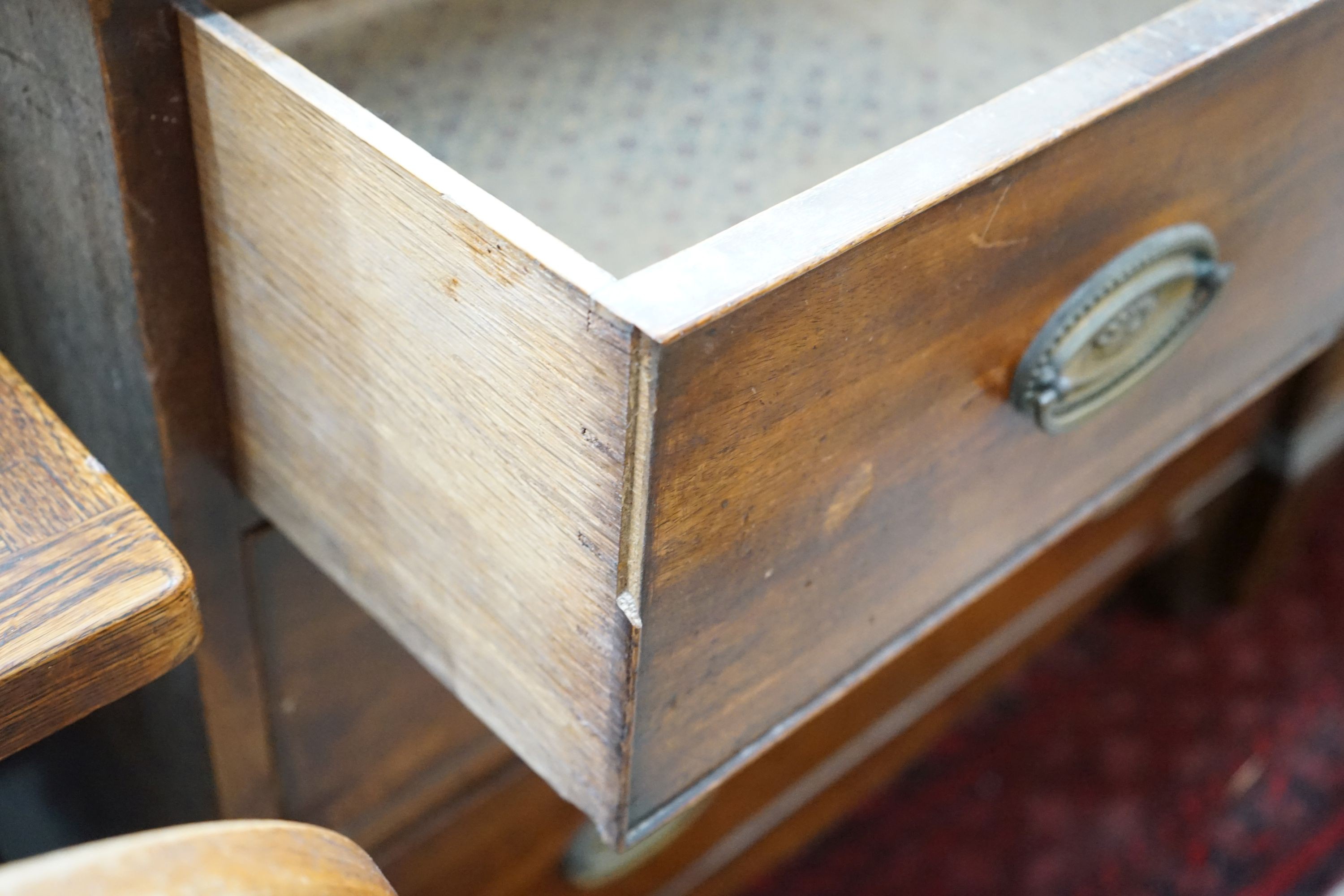 A Regency mahogany three drawer chest, width 91cm, depth 47cm, height 87cm
